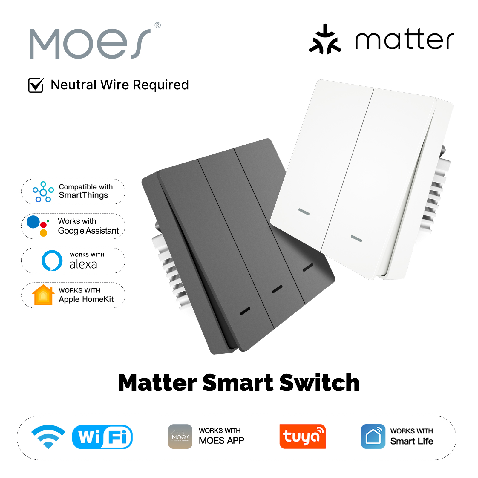 Smart Accessories - MOES Matter Tuya WiFi Interruptor de